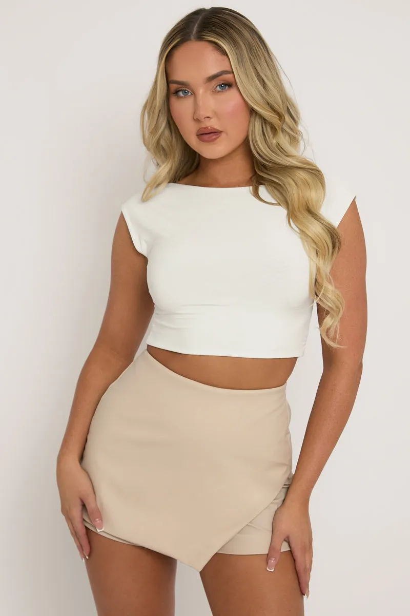 Stone Faux Leather Wrap Skort - Julianne sold by Rebellious Fashion