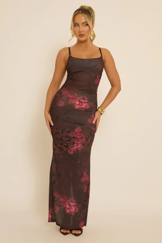 Brown Multi Print Cami Maxi Dress - Francie sold by Rebellious Fashion