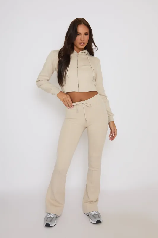 Stone Skinny Flare and Zip Through Hoody Lounge Set - Goldie sold by Rebellious Fashion
