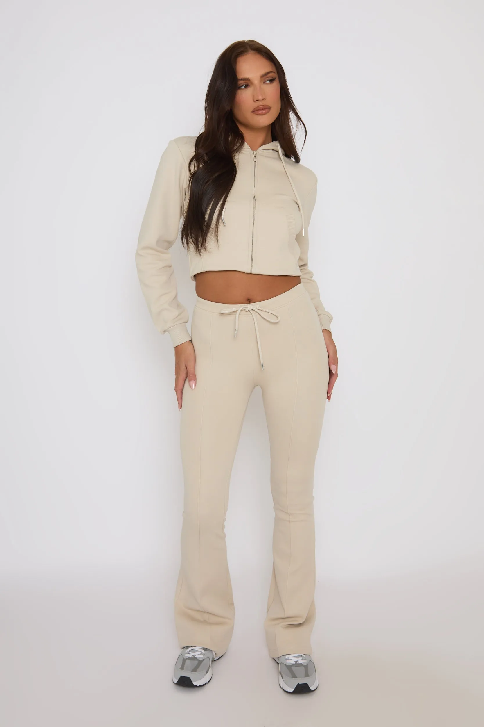 Stone Skinny Flare and Zip Through Hoody Lounge Set - Goldie sold by Rebellious Fashion product image thumbnail 3