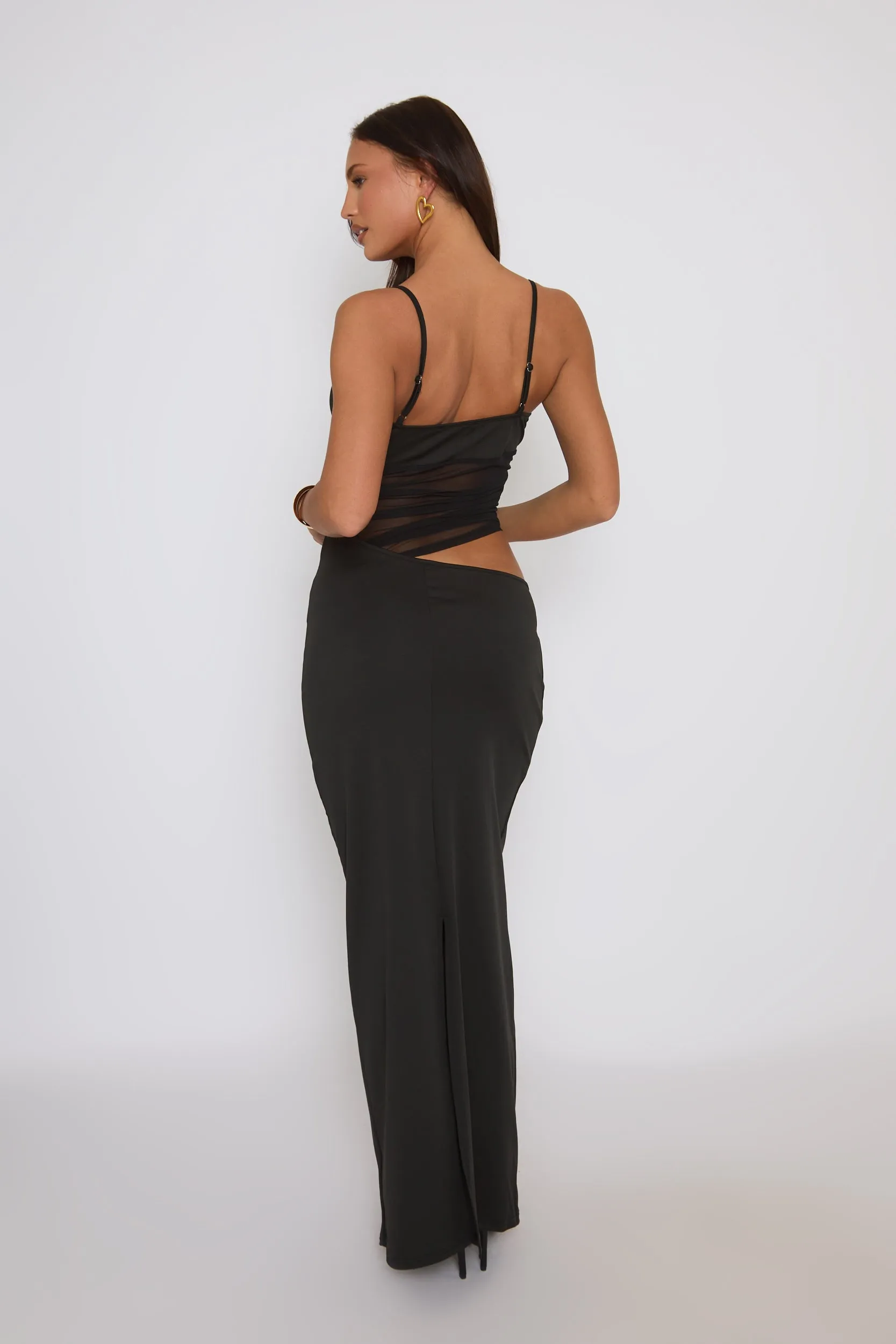Black Mesh Cut Out Maxi Dress - Nia sold by Rebellious Fashion product image thumbnail 5