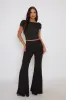 Black Seam Detail Flare Trousers - Hester sold by Rebellious Fashion