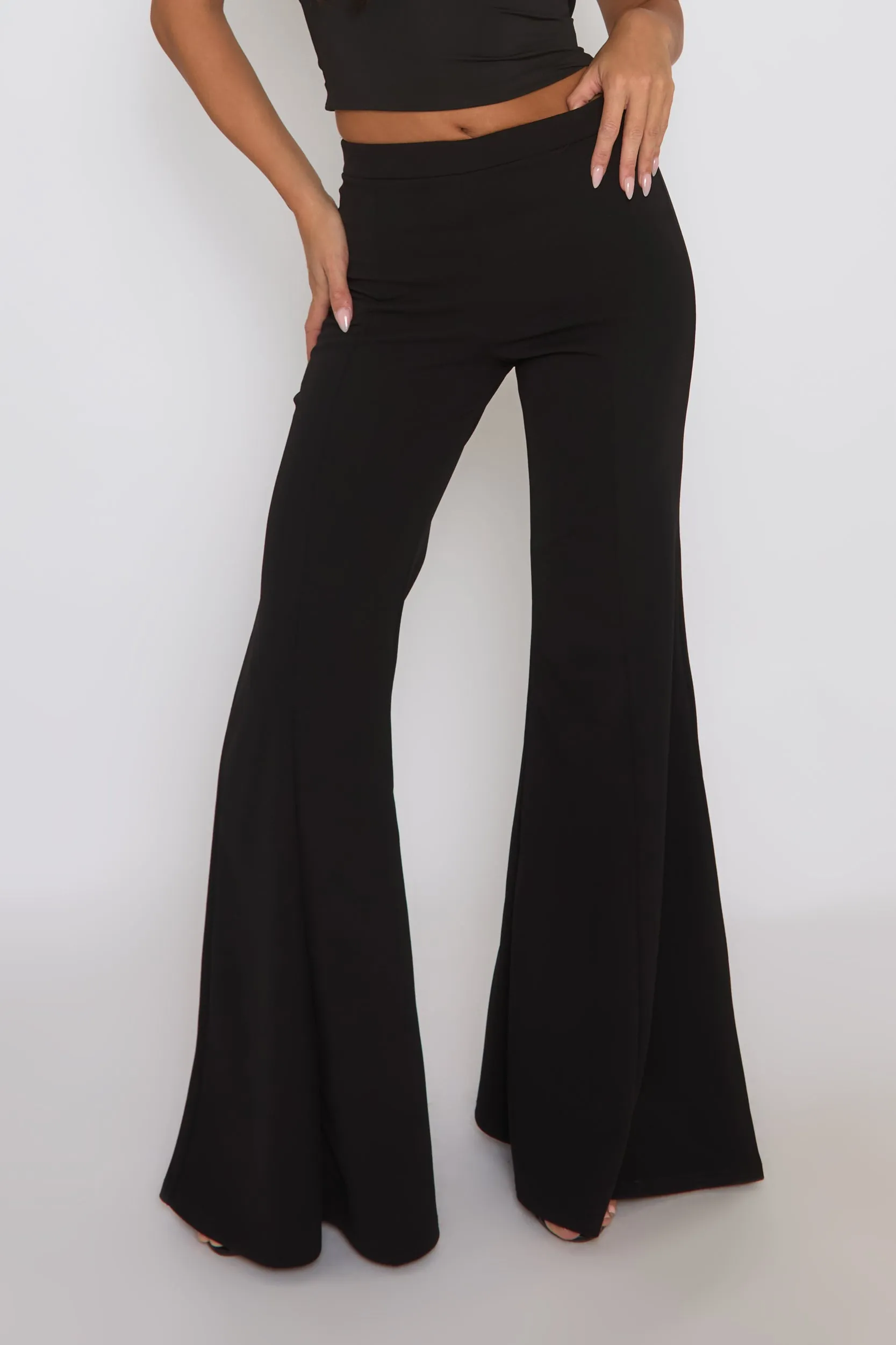 Black Seam Detail Flare Trousers - Hester sold by Rebellious Fashion product image thumbnail 3