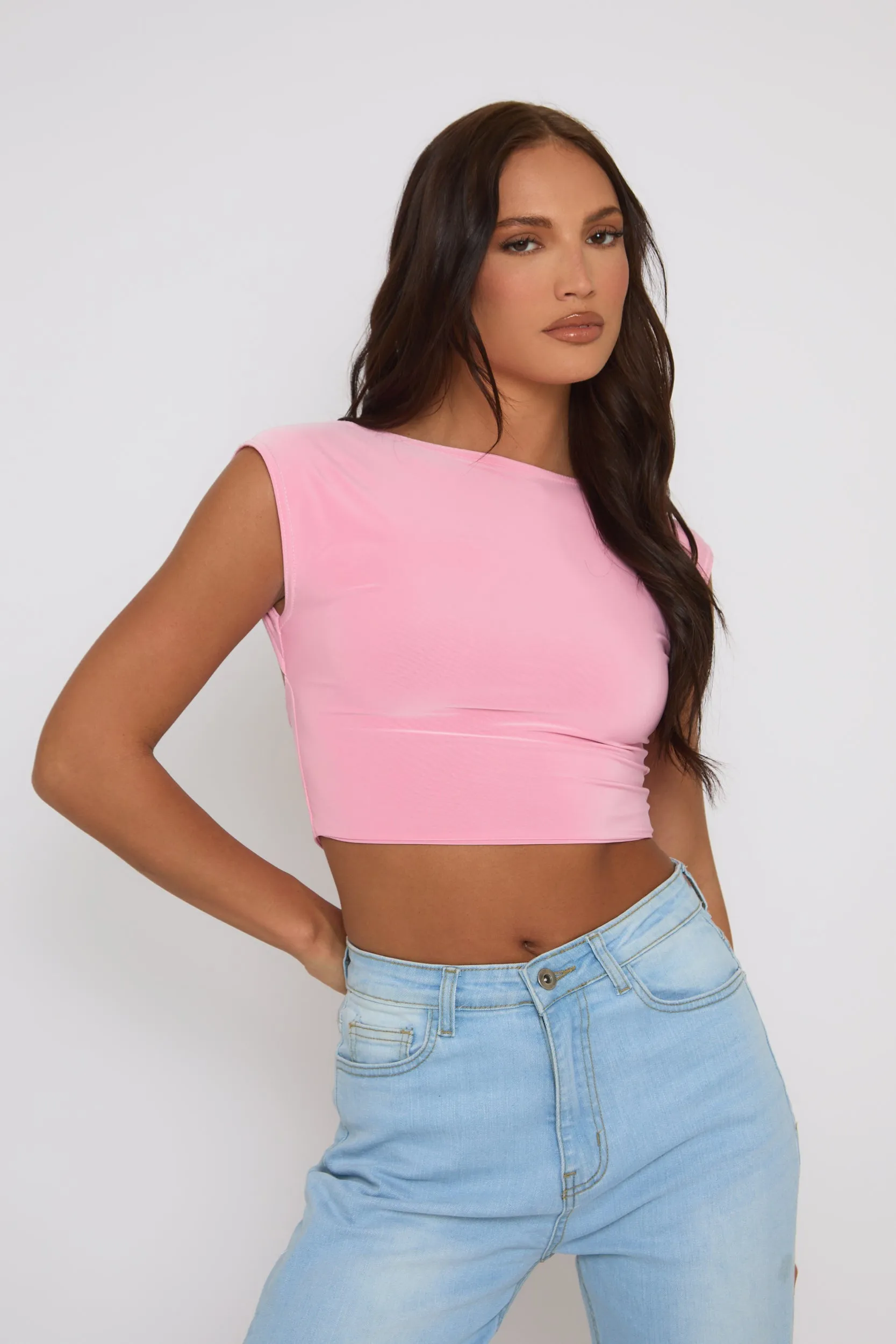 Pink Open Back Crop Top - Iona sold by Rebellious Fashion product image thumbnail 3