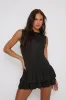 Black Ruffle Hem Mini Dress - Naila sold by Rebellious Fashion