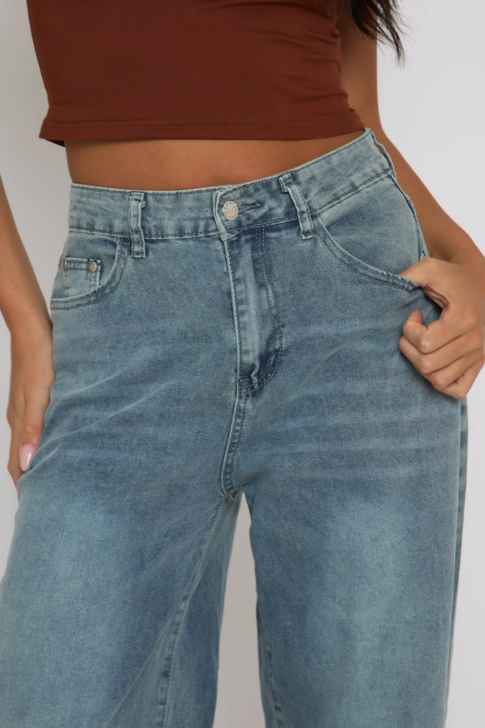 Washed Blue Wide Leg Jeans - Lilla sold by Rebellious Fashion product image thumbnail 3