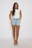 Blue Distressed Hem Diamante Shorts - Patsy sold by Rebellious Fashion