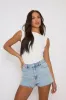 Blue Distressed Hem Diamante Shorts - Patsy sold by Rebellious Fashion