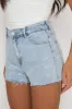 Blue Distressed Hem Diamante Shorts - Patsy sold by Rebellious Fashion