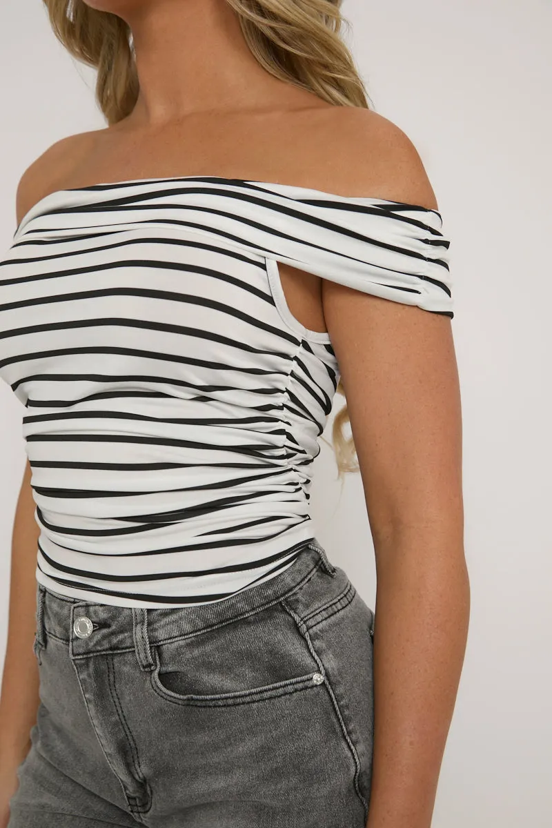 Black Stripe Bardot Top - Paris sold by Rebellious Fashion product image thumbnail 4