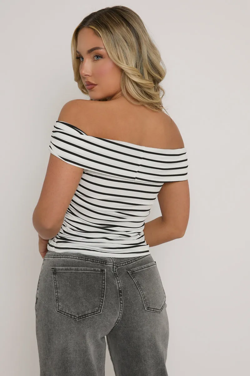 Black Stripe Bardot Top - Paris sold by Rebellious Fashion product image thumbnail 5