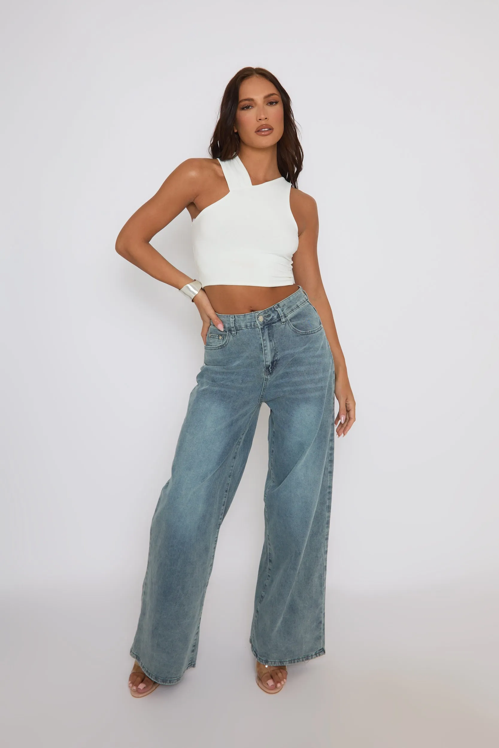 White Asymmetric Crop Top - Sidney sold by Rebellious Fashion product image thumbnail 2