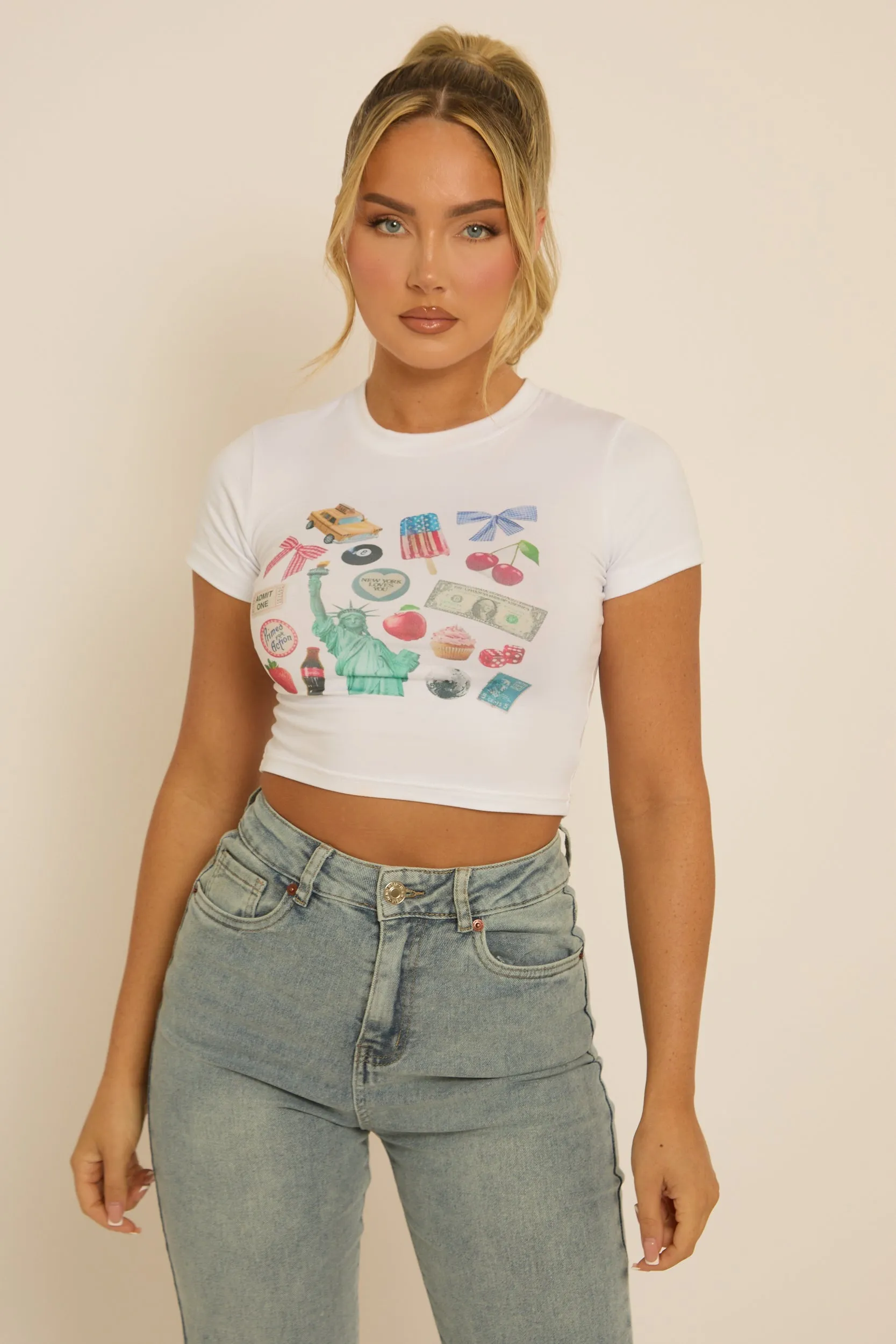 White New York Graphic Tshirt - Patty sold by Rebellious Fashion