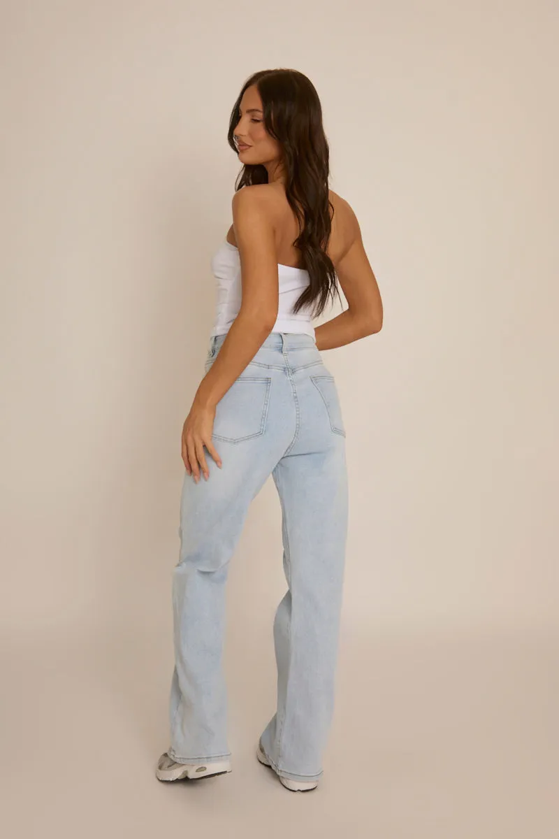 Light Blue Stretch Straight Leg Jeans - Scarlett sold by Rebellious Fashion product image thumbnail 5