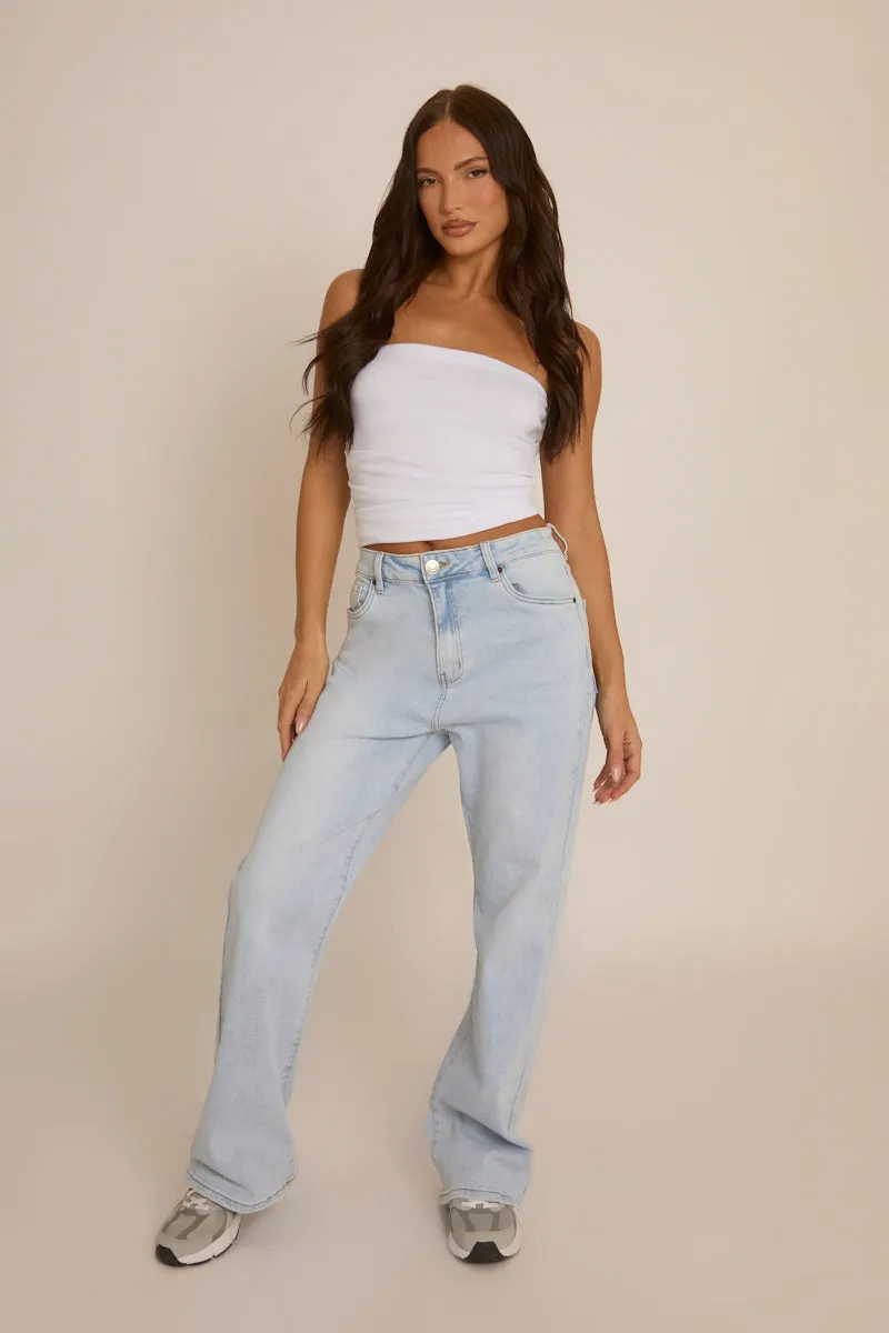 Light Blue Stretch Straight Leg Jeans - Scarlett sold by Rebellious Fashion
