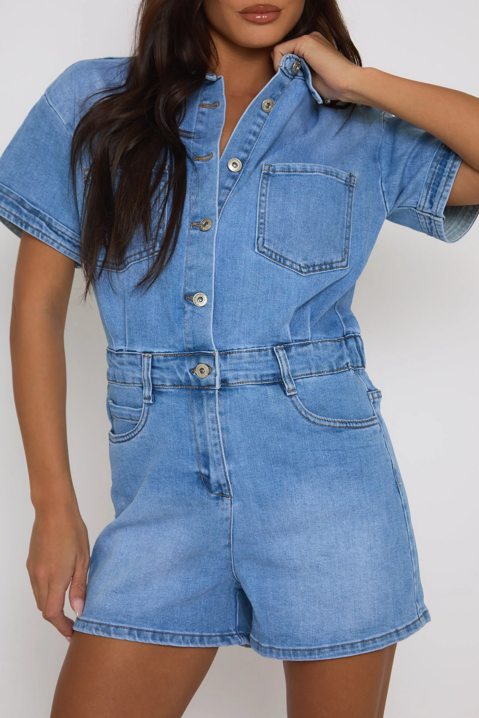 Light Blue Denim Playsuit - Betsy sold by Rebellious Fashion product image thumbnail 4