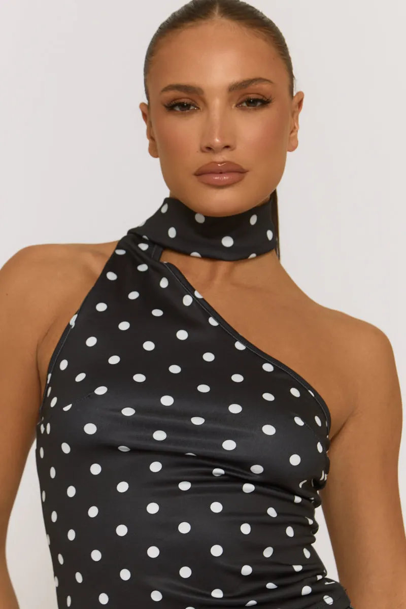 Black Polka Dot Scarf Top - Melani sold by Rebellious Fashion product image thumbnail 3