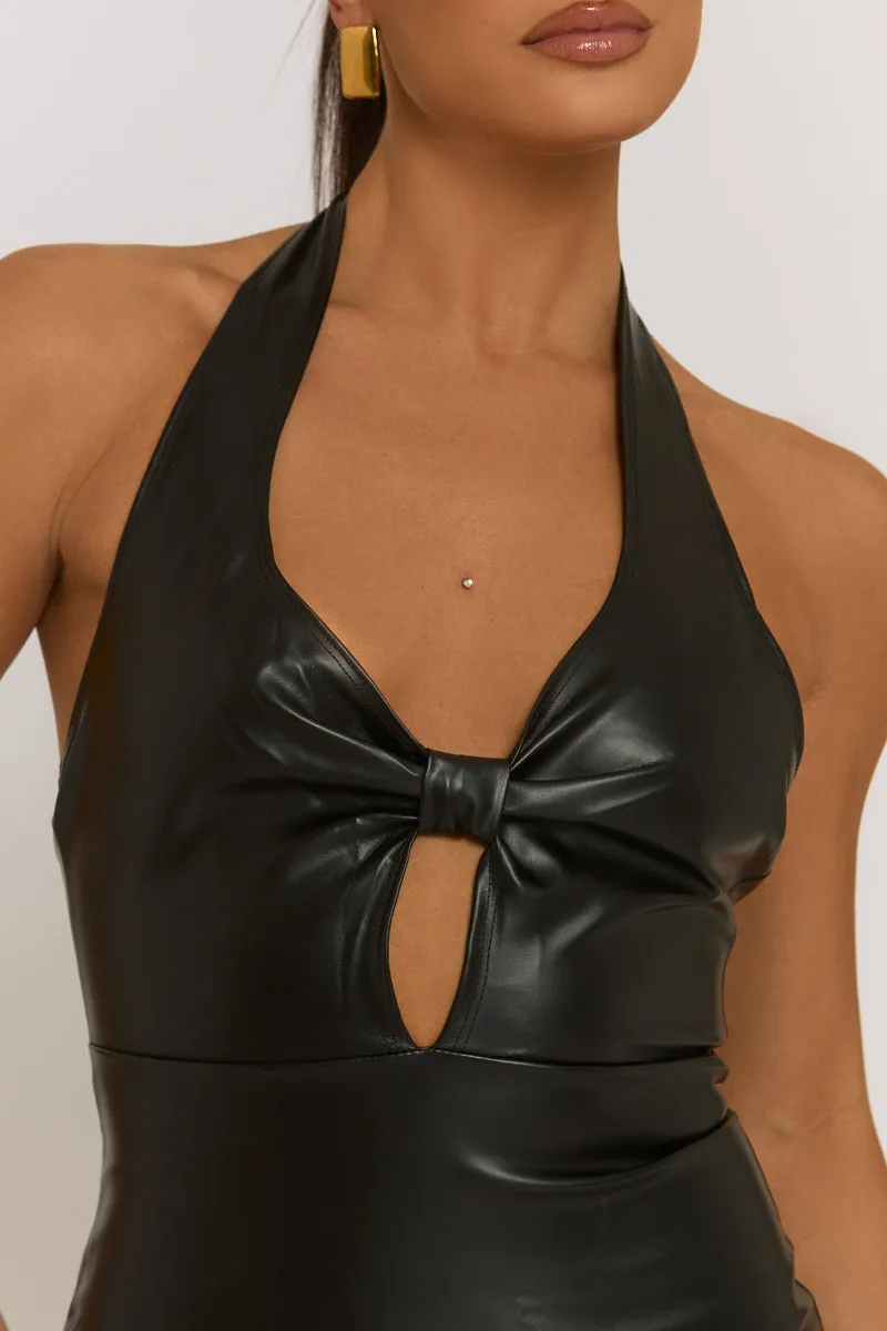 Black Faux Leather Cut Out Bodycon Mini Dress - Ruth sold by Rebellious Fashion product image thumbnail 3