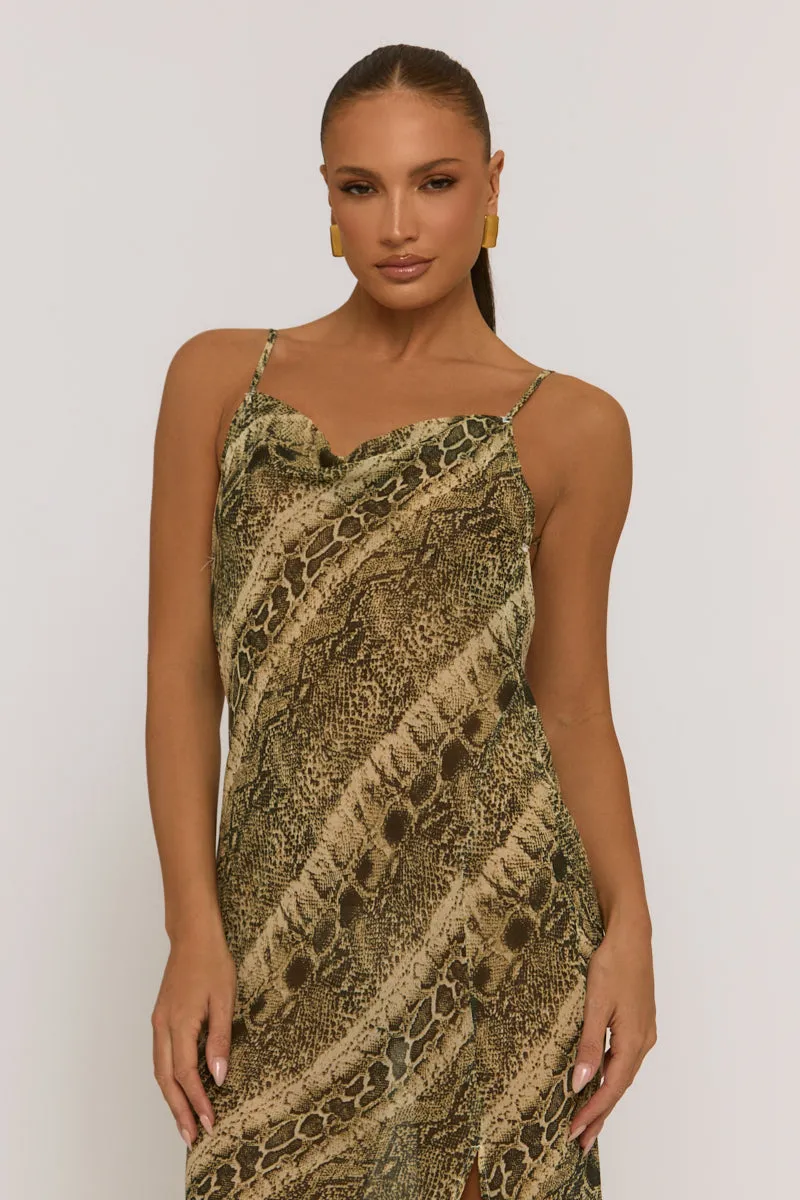 Snake Semi Sheer Cowl Maxi Dress - Romilda sold by Rebellious Fashion product image thumbnail 3