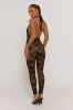 Black Lace Plunge Jumpsuit - Roberta sold by Rebellious Fashion
