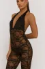 Black Lace Plunge Jumpsuit - Roberta sold by Rebellious Fashion