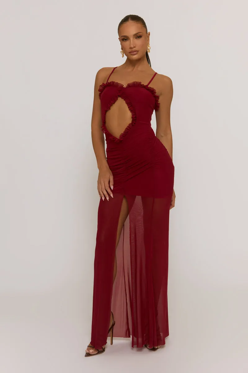 Wine Mesh Cut Out Strappy Maxi Dress - Rhiannon sold by Rebellious Fashion product image thumbnail 3