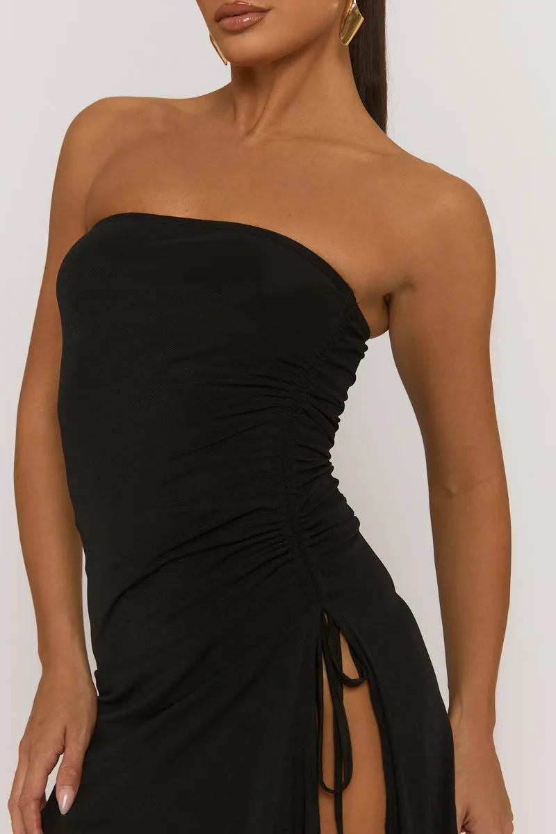 Black Mesh Asymmetric Hem Bandeau Mini Dress - Paula sold by Rebellious Fashion product image thumbnail 3