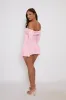 Pink Bardot Ruffle Frill Hem Mini Dress - Lotty sold by Rebellious Fashion