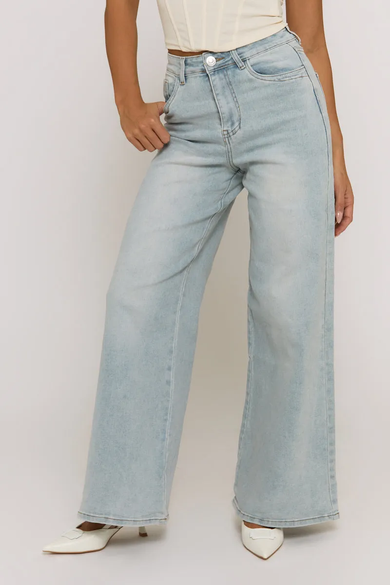 Vintage Blue Stretch Wide Leg Jeans - Derry sold by Rebellious Fashion product image thumbnail 3
