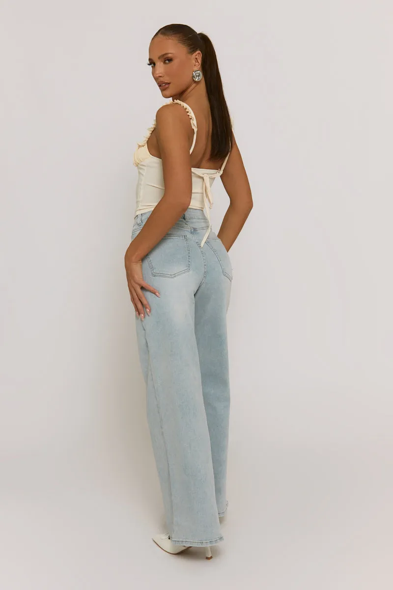 Vintage Blue Stretch Wide Leg Jeans - Derry sold by Rebellious Fashion product image thumbnail 5