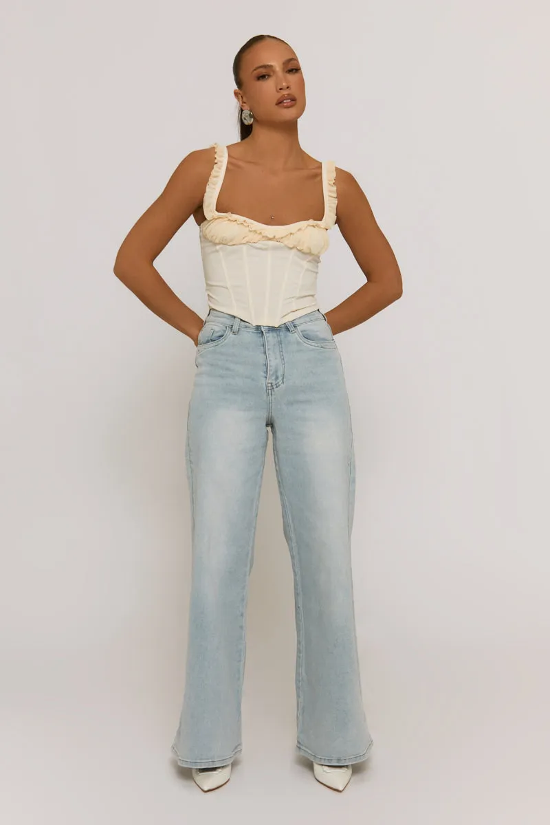 Vintage Blue Stretch Wide Leg Jeans - Derry sold by Rebellious Fashion product image thumbnail 2