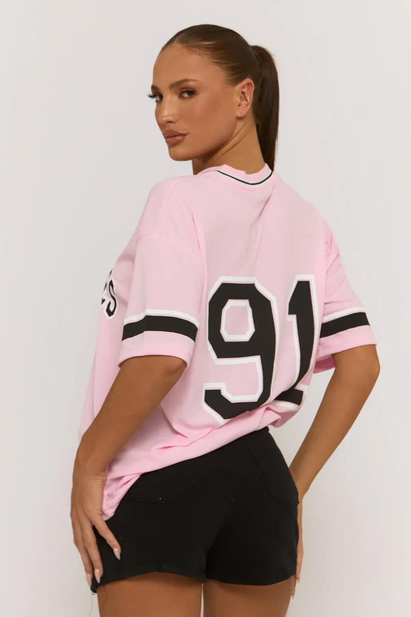 Pink Oversized Varsity Football T-shirt - Austin sold by Rebellious Fashion product image thumbnail 5