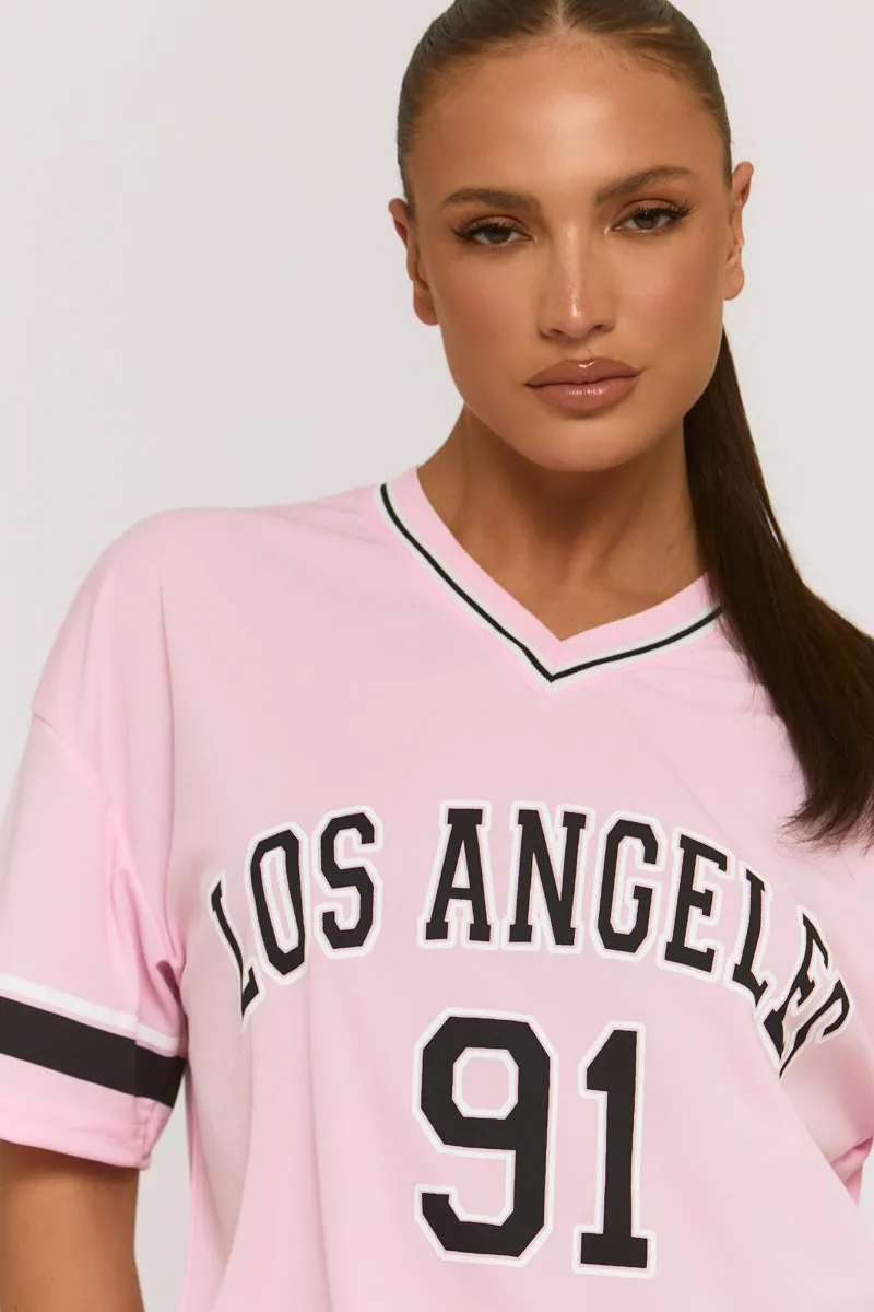 Pink Oversized Varsity Football T-shirt - Austin sold by Rebellious Fashion product image thumbnail 4