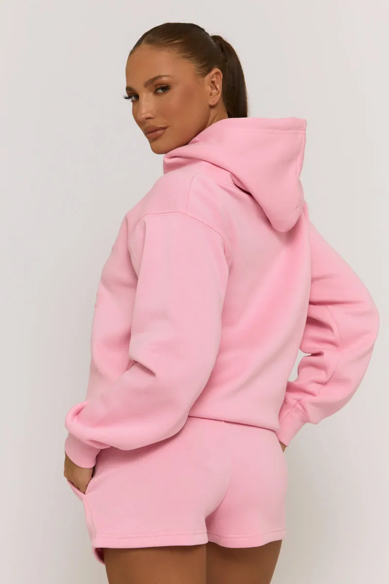 Pink Marl Swirl Motif Hoodie & Shorts Loungewear Co-ord Set - Dimity sold by Rebellious Fashion product image thumbnail 4