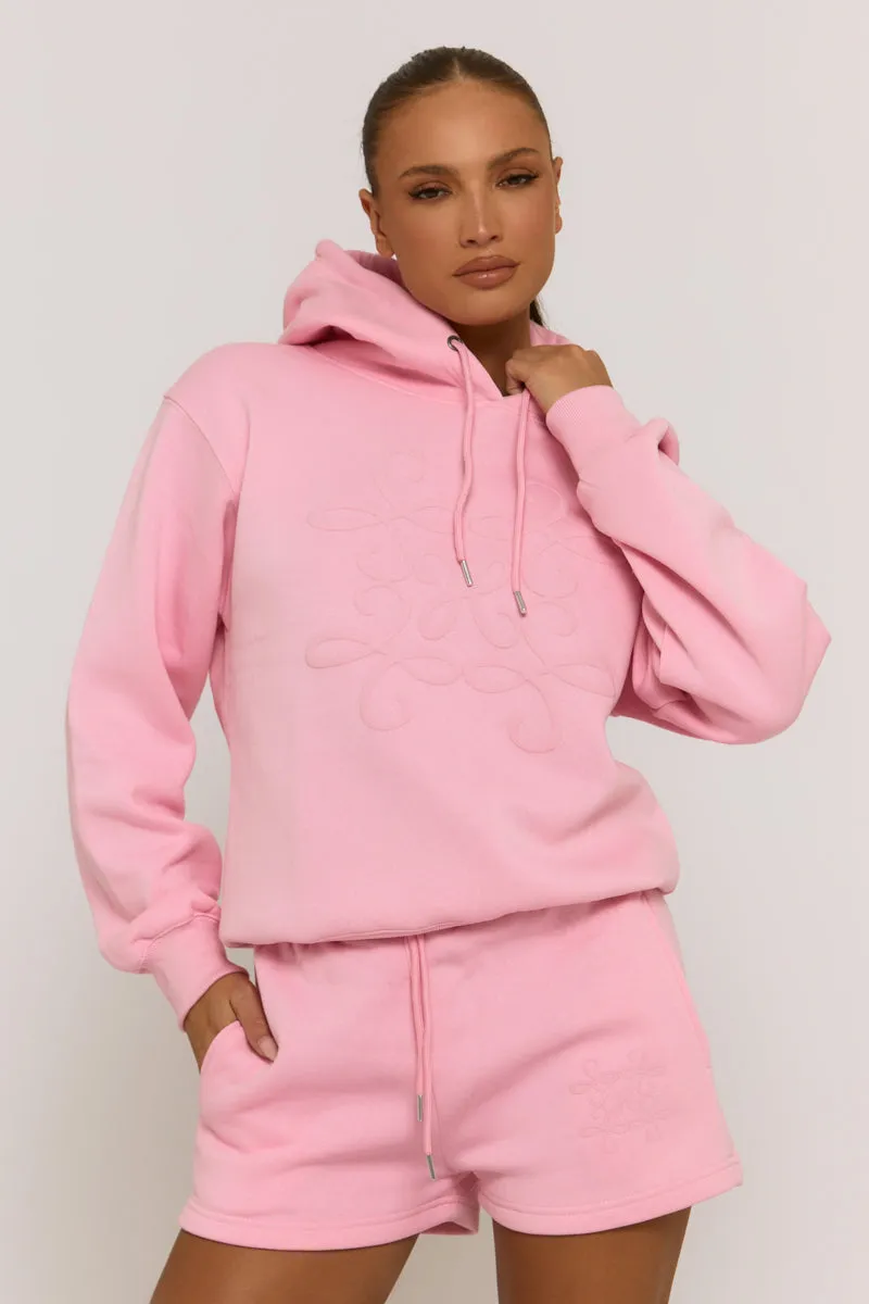 Pink Marl Swirl Motif Hoodie & Shorts Loungewear Co-ord Set - Dimity sold by Rebellious Fashion product image thumbnail 2
