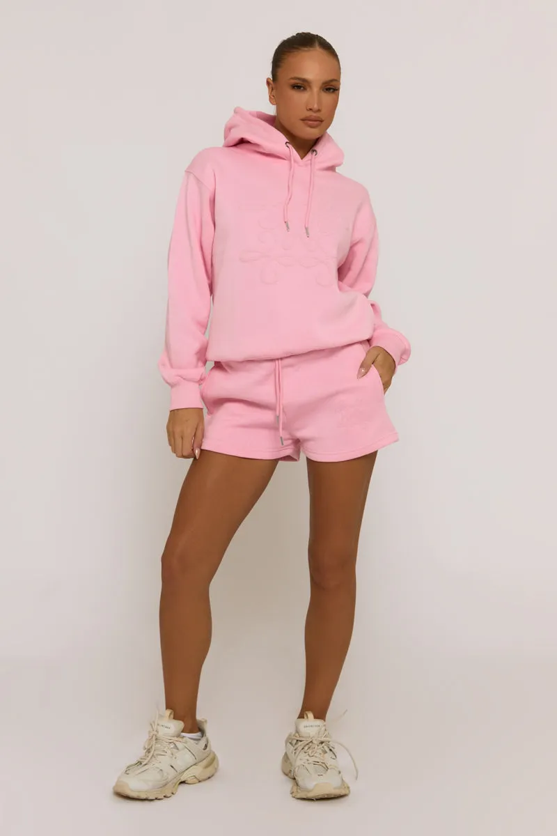Pink Marl Swirl Motif Hoodie & Shorts Loungewear Co-ord Set - Dimity sold by Rebellious Fashion