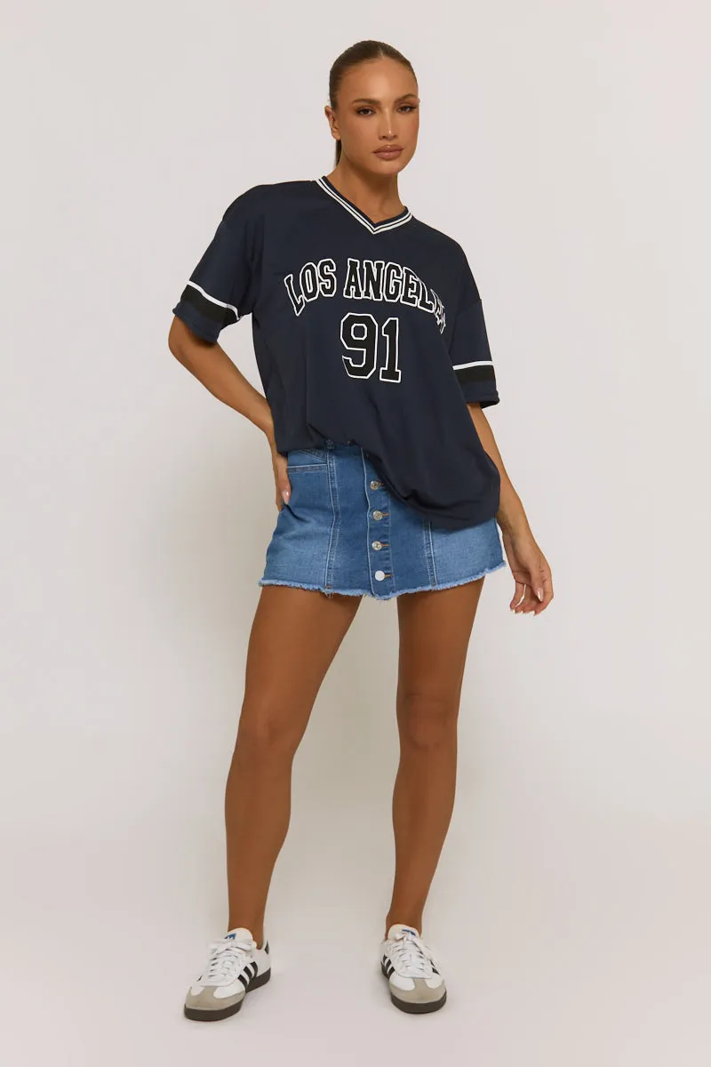 Blue Denim Stretch Skort - Danielle sold by Rebellious Fashion product image thumbnail 5