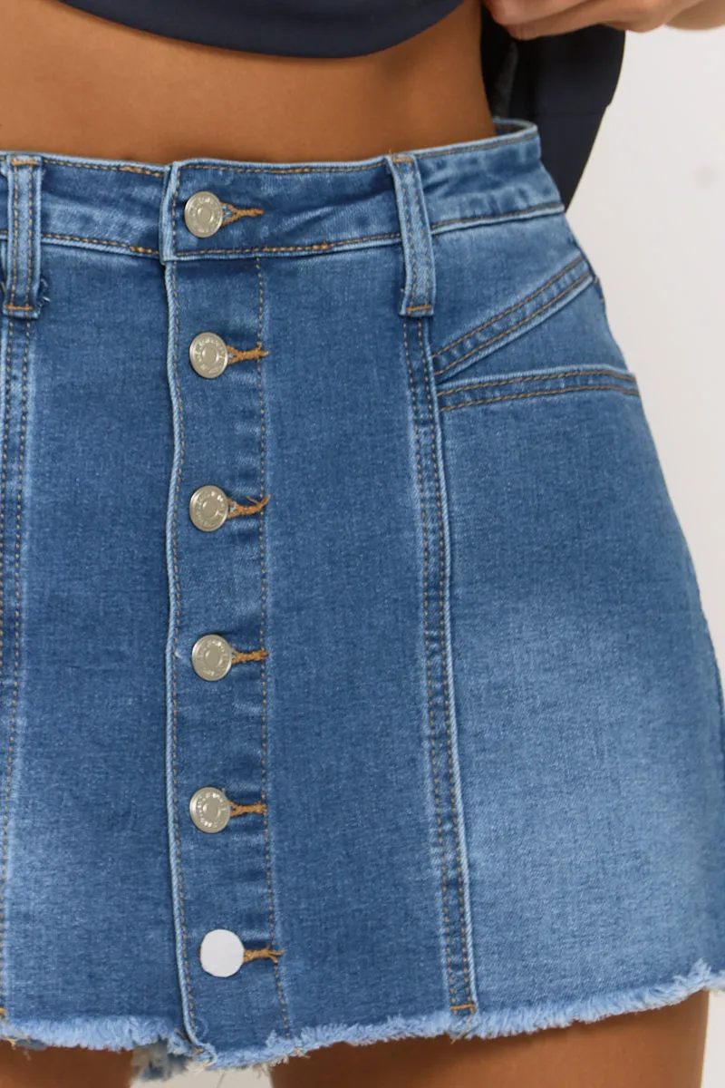 Blue Denim Stretch Skort - Danielle sold by Rebellious Fashion product image thumbnail 3