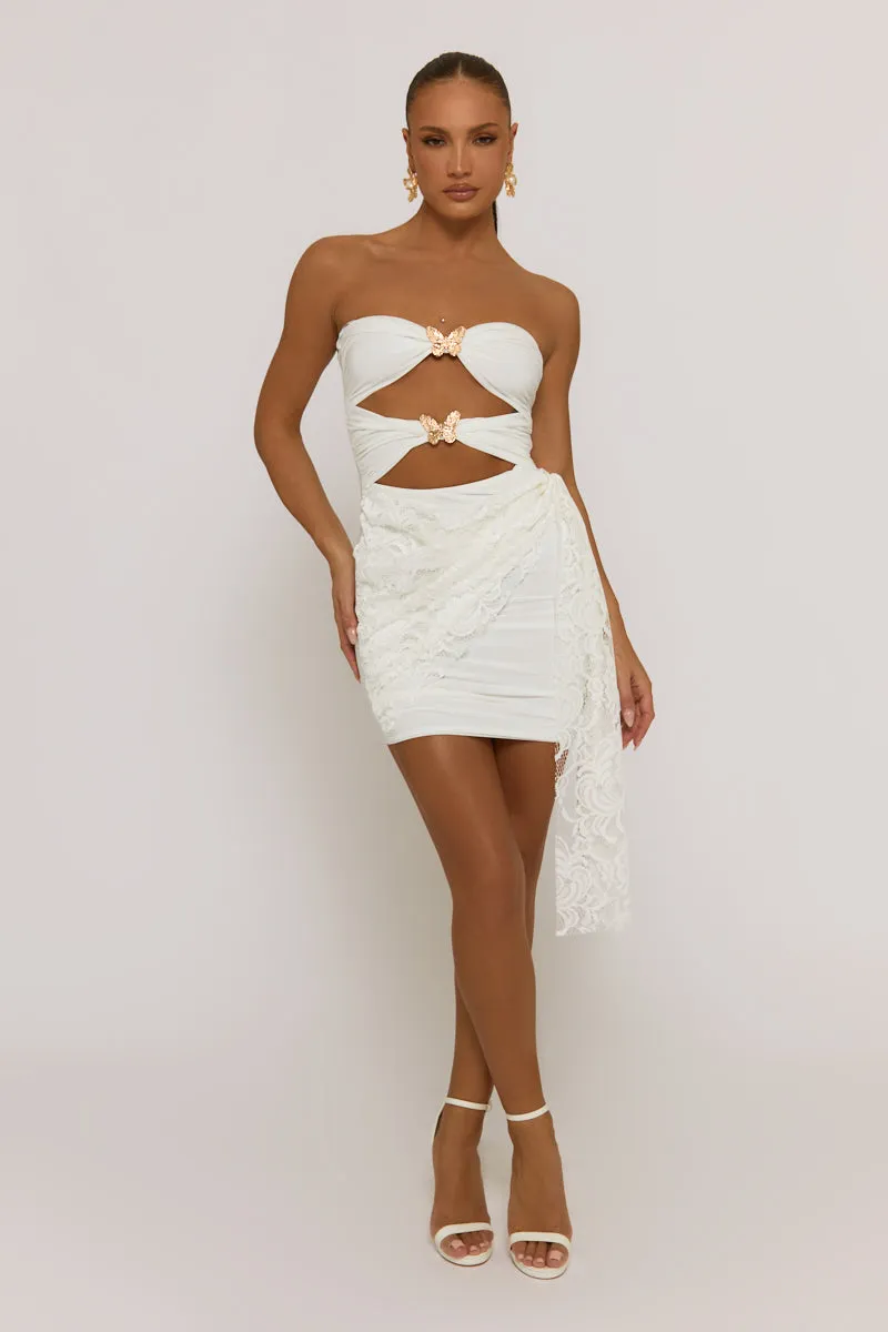 White Lace Butterfly Mini Dress - Eudora sold by Rebellious Fashion