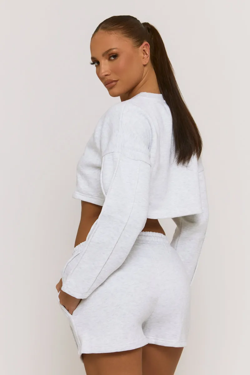 Grey Cropped Sweater and Short Lounge Set - Haisley sold by Rebellious Fashion product image thumbnail 4