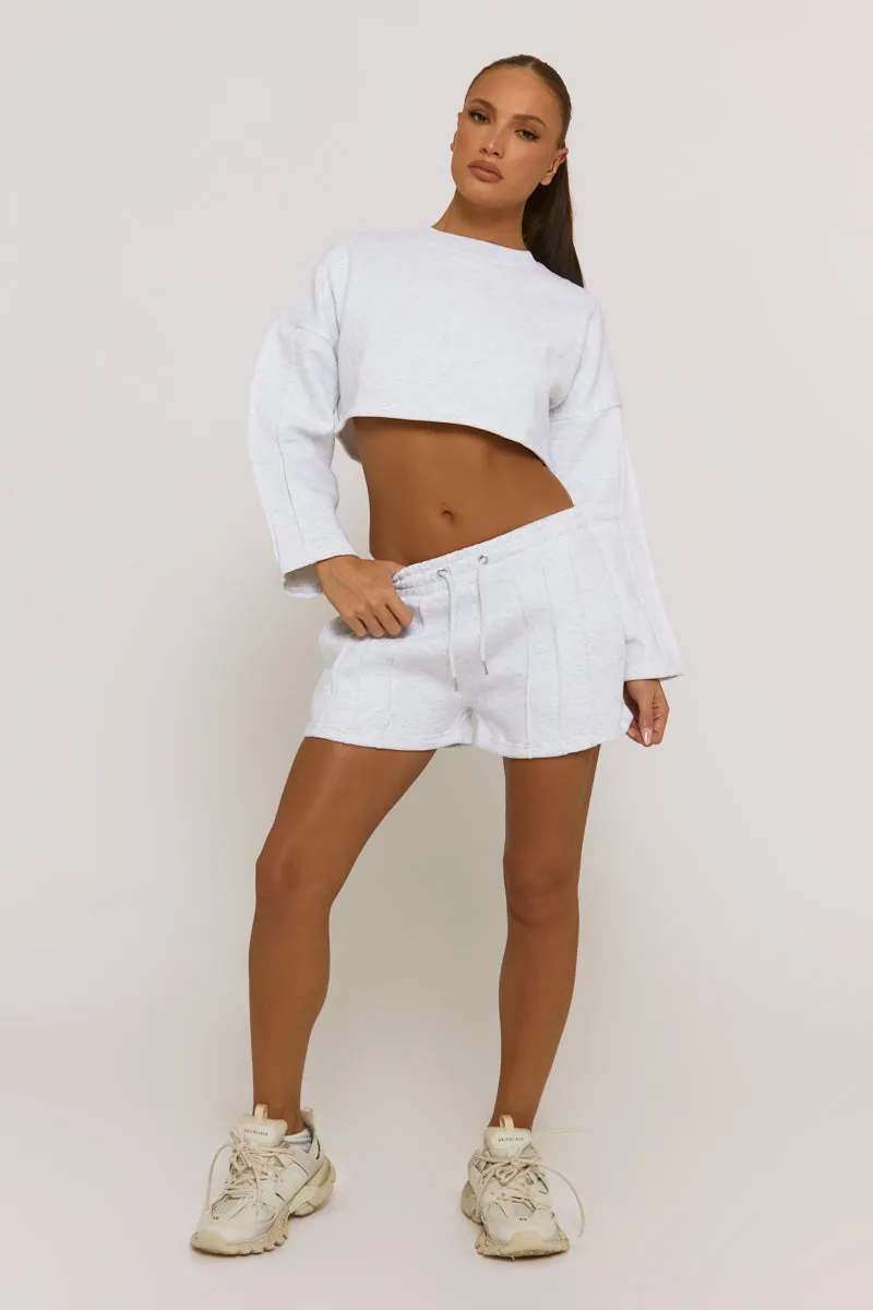 Grey Cropped Sweater and Short Lounge Set - Haisley sold by Rebellious Fashion