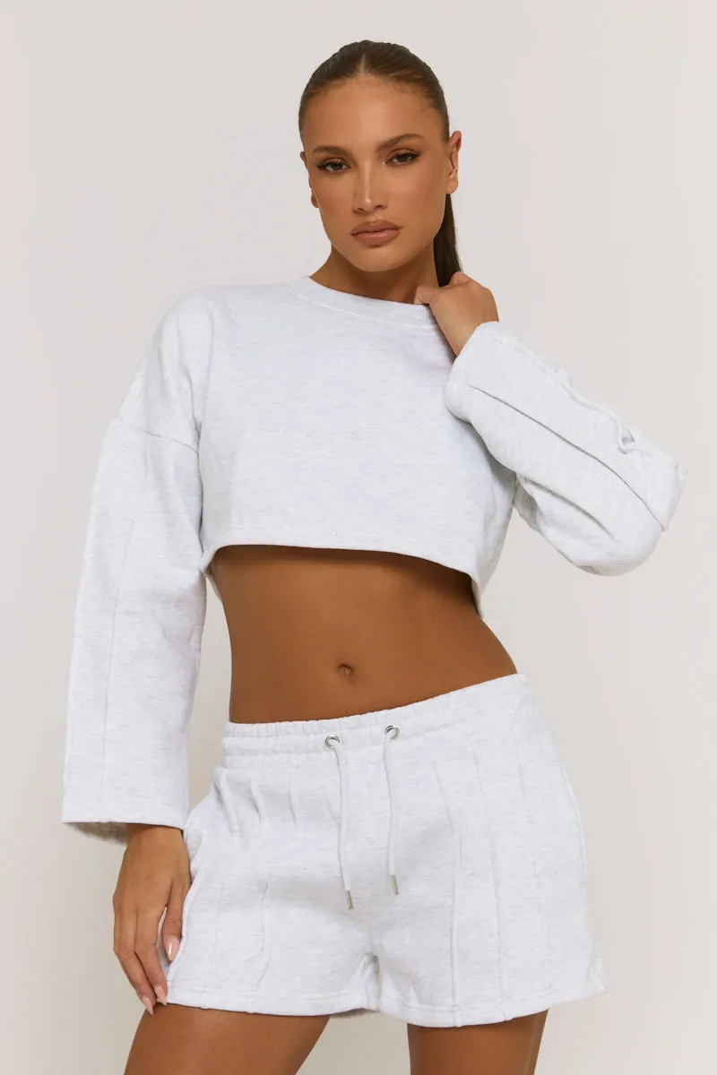 Grey Cropped Sweater and Short Lounge Set - Haisley sold by Rebellious Fashion product image thumbnail 2