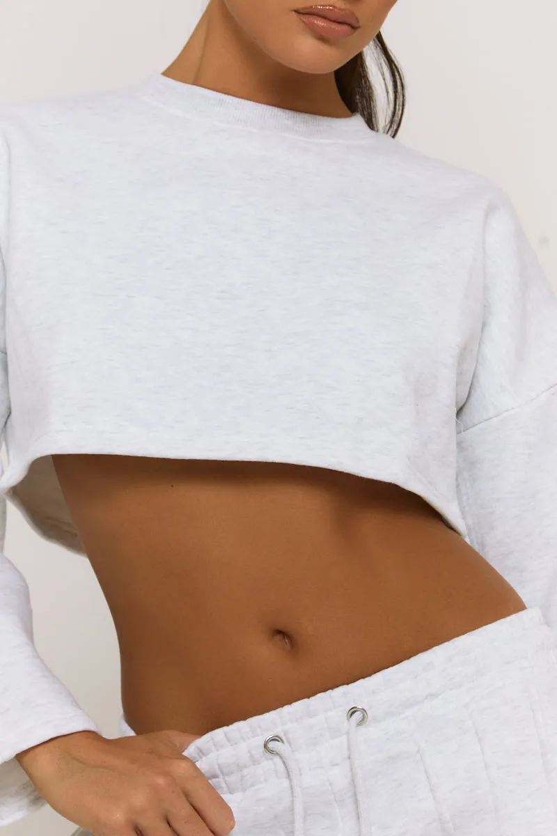 Grey Cropped Sweater and Short Lounge Set - Haisley sold by Rebellious Fashion product image thumbnail 3