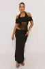Black Mesh Cut Out Maxi Dress - Stefaniya sold by Rebellious Fashion