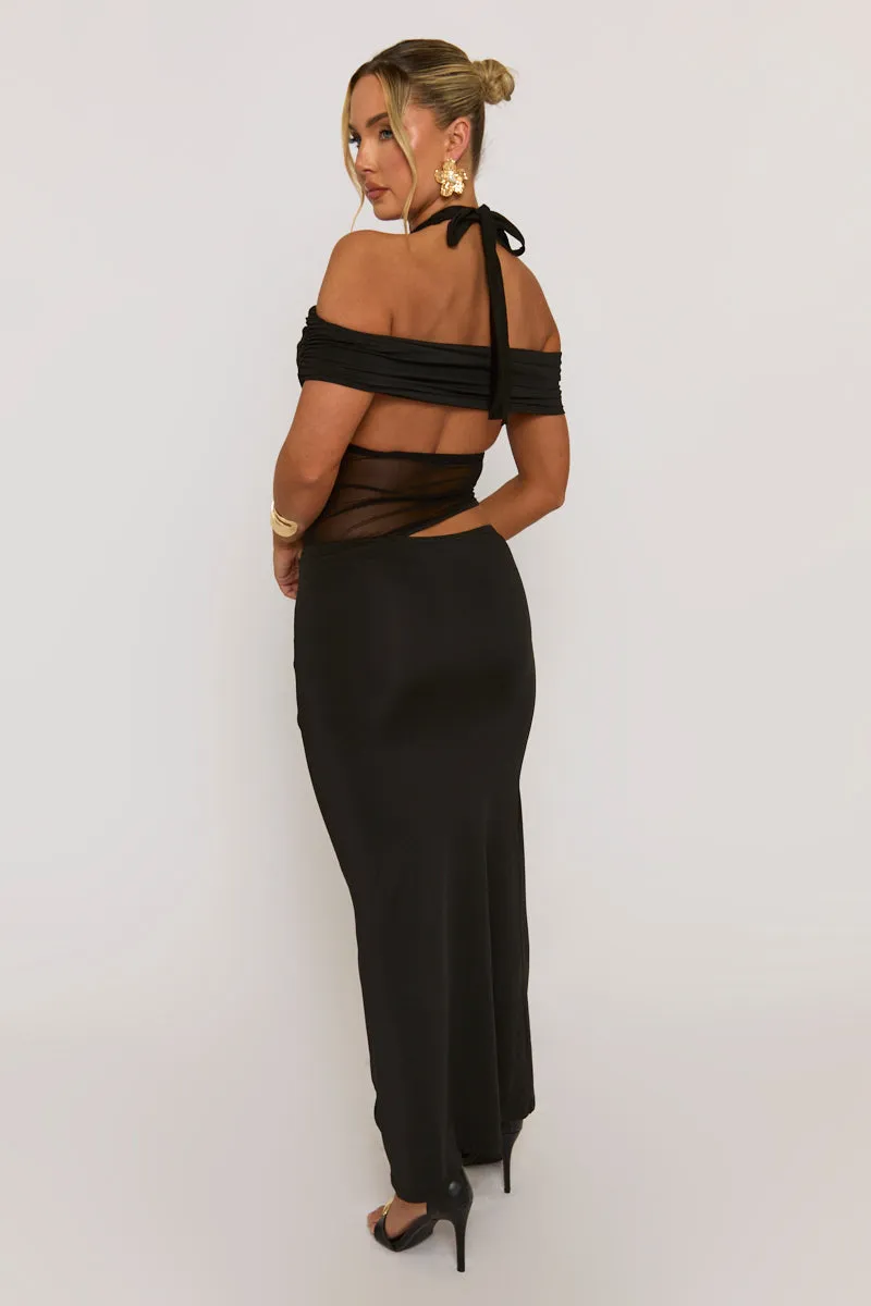 Black Mesh Cut Out Maxi Dress - Stefaniya sold by Rebellious Fashion product image thumbnail 5