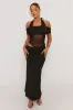 Black Mesh Cut Out Maxi Dress - Stefaniya sold by Rebellious Fashion