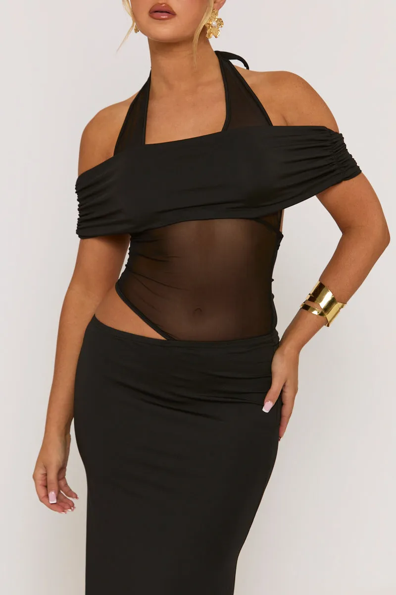 Black Mesh Cut Out Maxi Dress - Stefaniya sold by Rebellious Fashion product image thumbnail 3