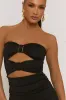 Black Cut Out Buckle Detail Bandeau Mini Dress - Ulyana sold by Rebellious Fashion