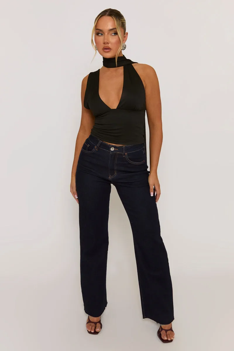 Black Scarf Plunge Top - Gala sold by Rebellious Fashion product image thumbnail 2