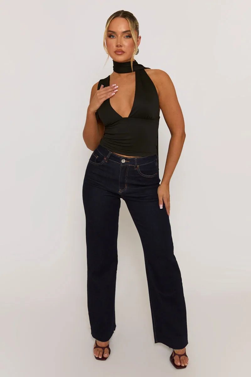 Black Scarf Plunge Top - Gala sold by Rebellious Fashion product image thumbnail 3